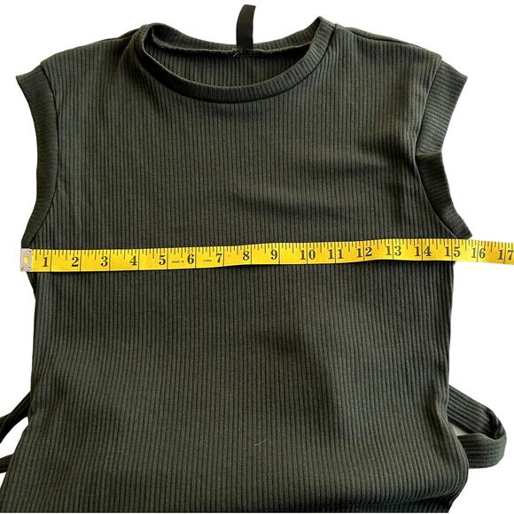 Alya Rib Knit sweater Dress Women Green Size Small Stretch Cap Sleeve Business - Picture 5 of 8